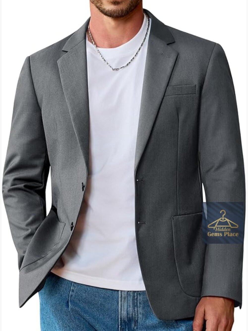 Men's 2 Button Lightweight Blazer Sport Coat Casual Suit Jacket